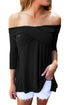Sexy Black Cross Front Off The Shoulder Top